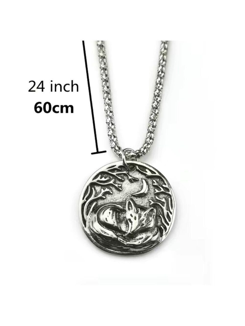 Sleeping Fox under the Moon Pendant and Necklace #1401 - Picture 10 of 11